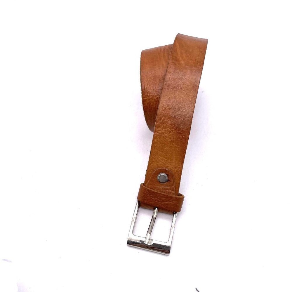 3k Star Genuine Leather Belt Men's Brown Silver Tone Buckle